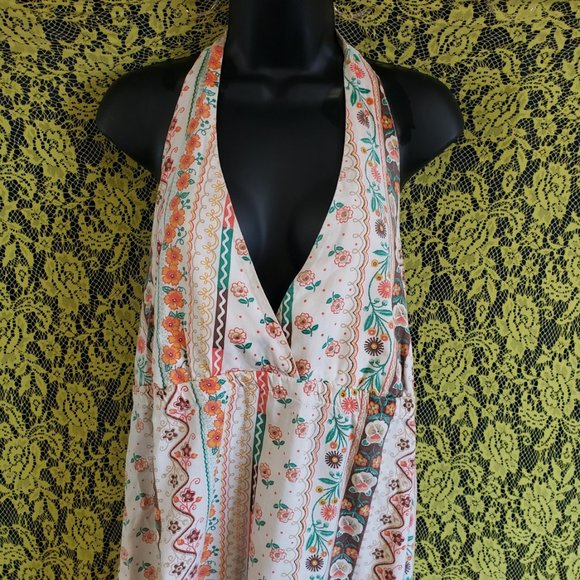 OOAK Vintage Floral Handmade Open Back Halter Farmer's Market Maxi Sundress - Picture 4 of 10